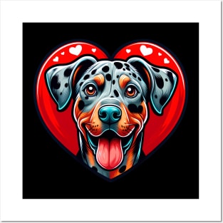 Catahoula Leopard Dog Puppy Cute Red Heart Posters and Art